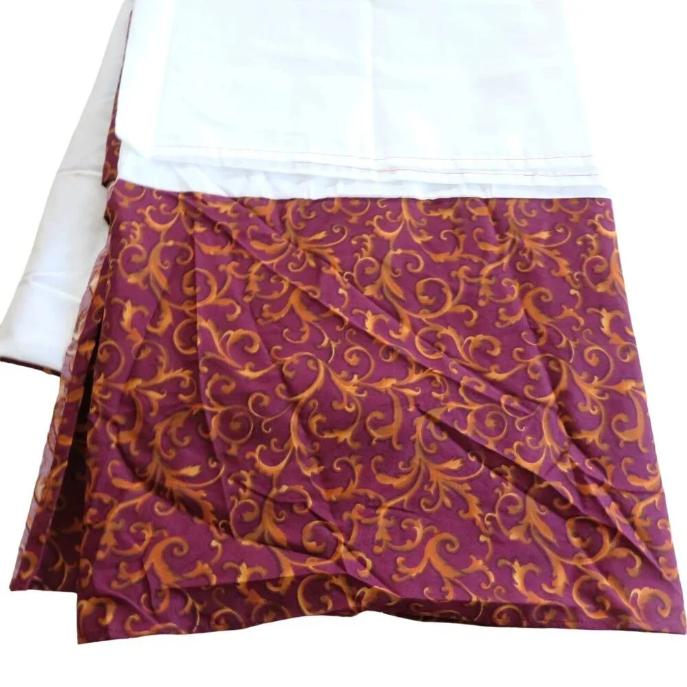Vintage JC Penny Sandra Salcedo King Size Bed Skirt Burgundy Gold 15